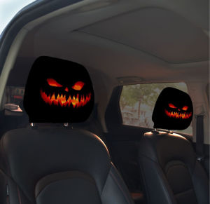 Mature black car headrest cover dust-proof and oil-proof personalized elastic personalized car interior pillow cover-2pcs