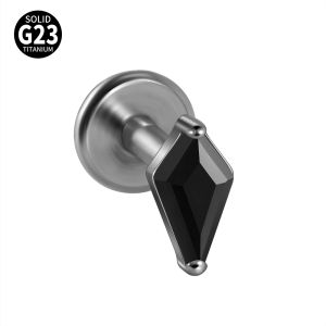 G23 Titanium Single Rhombic Zircon Internal Thread Labret Piercing Tragus Cartilage Helix Daith Stud Earring Body Jewelry