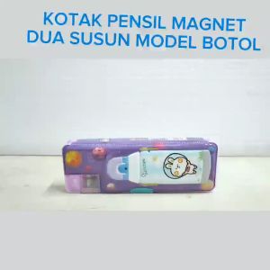 DE ROYALE - Kotak Pensil Magnet Dua Sisi Model Botol Gambar Timbul. Murah