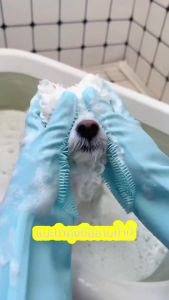 ถุงมือกรูมมิ่งสัตว์เลี้ยง ถุงมืออาบน้ำสูงสุนัข พร้อมการออกแบบห้านิ้ว สำหรับสุนัขและแมว