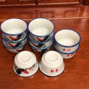 Ceramic and Celadon Kung Fu Tea Cup Rooster Tea Set Chicken Gong Small Cup Nostalgic Retro Tea Cup Rooster Cup Ten Pack