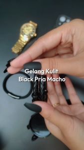 Gelang Kulit Pria Black Combination Premium Quality cowo GGPKCH