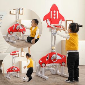 3 in 1 children adjustable Multifunctional Basketball Stand Set football ring toss indoor sport kids toy bola keranjang