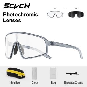 SCVCN | SCVCN Hiking Eyewear for Men Photochromic Sunglasses with Box Sports Glasses Cycling Eyewear MTB Goggles Bike UV400 Sunglasses