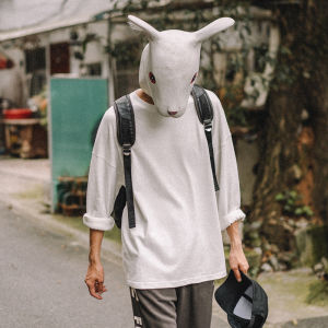 Pioxleon Heavy Weight White Solid Color Long Sleeves T-Shirt Versatile Casual Loose Bottoming Shirt Drop Shoulder Men Pure Cotton Clothes