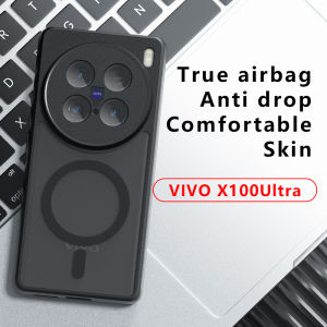 Case for Vivo X100 Pro X100s Pro Magsafe Magnetic Frosted Matte PC Back Cover Four-Corner Inner Air Cushion Anti-Drop Anti-Fingerprint Anti-Shockproof Phone Case