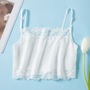 Silk No Steel Ring Strapless Bralette Tank Top Women Summer Thin Underwear Pure Color Lace Trim Silk Fabric Wrap Chest