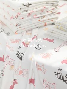 She Mu Pure Cotton Knitted Fabric Brushed Combed Soft Elastic Fabric Baby Class a Print Cartoon Clothing Fabric
