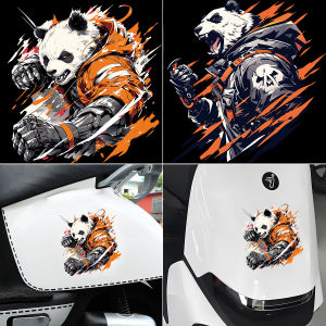 Warrior Panda Stickers Vinyl Reflective Helmet Scooter Car Motorcycle Head Accessories Decoration Body Decals