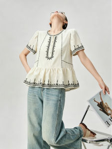 GULILI | Bohemian Holiday Style Peplum Waist Short Sleeve Shirt