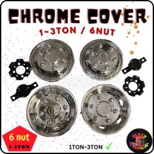 TYRE RIM COVER CHROME SET FOR 1 TO 3 TON LIGHT TRUCK 6 NUT (JP001) #isuzu #hicom #lorry #nissan #mitsubishi #daihatsu