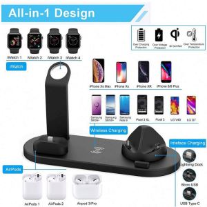Wireless Charger 6 in 1 Qi Certified rotatable Charging Dock for Apple Watch AirPods Qi Certified Phone