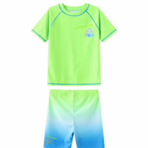 COLDELEMENT | Childrens Swimming Suit Boys Dopaamine Color Separate Sun Protection Swimming Fluorescent Green Medium Large Childrens Bathing Suit