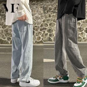 VFASION Quần Jean Nam Dáng Suông Ống Rộng Quần Baggy Xanh Đen Xám Dễ Phối Đồ Lưng Cao Ôm Eo