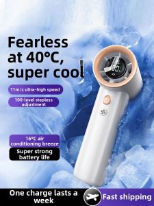 High-Speed Powerful Handheld Mini Fan Leafless Cooling Air Conditioner Semiconductor Cold Wind Turbine Portable Rechargeable Fan