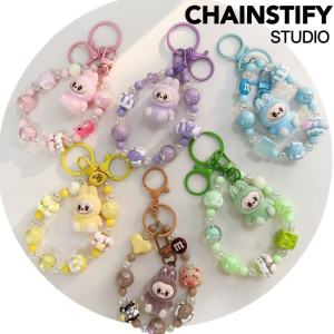 Creative Cartoon Candy Colored Hand-Painted Beads Resin Keychain Mobile Phone Chain Lanyard Bag Pendant Alloy Material