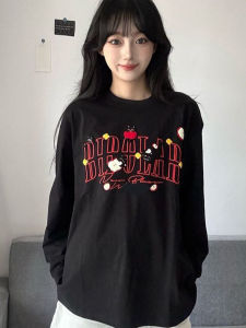 American Style Heavyweight round Neck Long Sleeve Street Style T-Shirt Womens Fashion Casual Versatile Top for Autumn