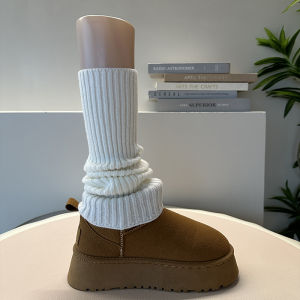 41CM Womens Thickened Knitted Winter Socks Snow Boot Ankle High Pure Color Y2K Spicy Girl Warm Cozy Leggings Socketts