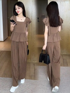 Ice Silk Cotton Linen Casual Fashion Set Womens Summer 2024 New Arrival Western Style Youthful-Looking Ladieswear Short Sleeve Sports Two-piece Set