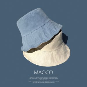 Womens Fishing Cap Double-Sided Solid Color Cotton Korean Style Large Brim Face Covering Sun Hat Street Style Spring Summer Autumn