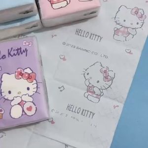 Tisu Kering Mini Portable Sanrio Print Lucu Hellokitty Tissue Facial 9 Pack Travel Pack