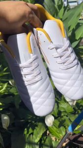 Giày bóng đá mira plus giày đá banh mira promax đế đinh tf lưỡi gà rời đã khâu toàn bộ đế màu trắng