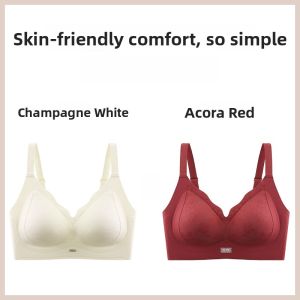 Miiow | Wireless Bra Womens Seamless Anti-Sagging Side Breast Collection Gathered V-Neck Nylon Cup Bra For Young Women Gathered