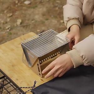 เตามินิ เตาย่างบาร์บีคิว พับได้ สแตนเลส ถอดประกอบได้ grill BBQ camping