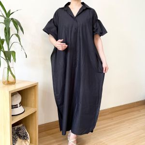 ●ECLAIRE● 063 Dress Maksi Maxi Kaftan Loose Lengan Flared Shortsleeves Polos Basic Plain Fashion Muslim Kasual Casual 1054
