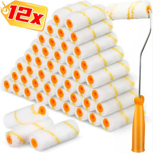 Dizoey 12PCS Paint Roller Kit Paint Rollers with Covers Painting Decorating Brushes for Wall Construction Furniture Home Repair Tools