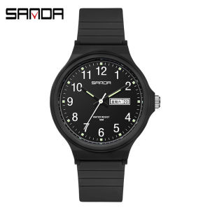 Three Overlap Double Calendar Electronic Quartz Watch Outdoor Casual Creative Womens Student Wristwatch Versatile Style