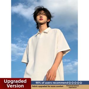 LIUBU | Mens V-neck Polo Shirt Boxy Cut Heavyweight Tshirt