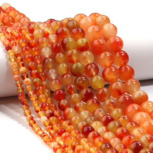 1 String Natural Orange Jades Chalcedony Stone Beads Round Loose Beads For Jewelry Making 4 6 8 10 12mm DIY Bracelet Necklace