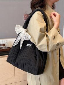 Trendy 2025 New INS Womens Handbag Shoulder Bag Casual Large Capacity Solid Color Tote Bag Underarm Bag Pure Color