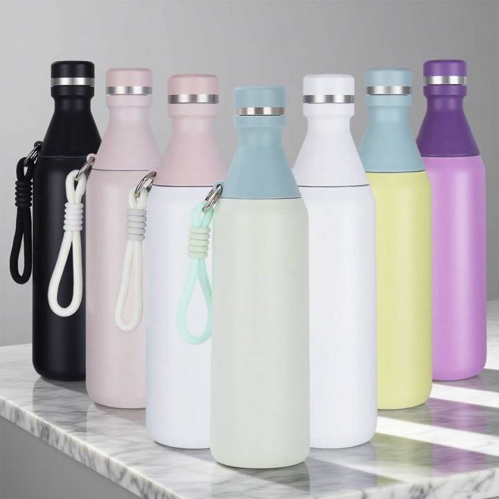 Stainless Steel Water Bottle 500ml Screw Lid Vacuum Insulated Sports ...