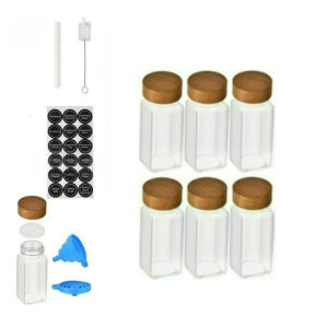 Glass Spice Jars with Wooden Cover 4oz Glass Jars Spice Jar Set Seasoning Jars Organizer Storage Bottles for Spice Rack