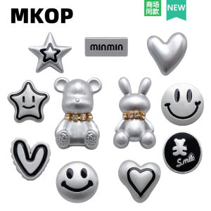 Mkop Hole Shoes Accessories Fancy Shoe Buckle Accessories Silver Gray Bear Rabbit Shoe Ornament Fit Crocs/Cross
