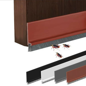 Door Seal Draft Stopper with Brush Reduce Noise Rubber Door Sweep Breeze Blocker Adjustable Under Door Draft Stoppers