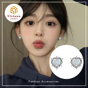Viviann Original Earrings Womens Sterling Silver High Grade Sparkling Heart shaped Earrings Exquisite Heart Shape Stud Earrings For Women Shining Zircon Butterfly Pearl Flowers Earring Girl Jewelry