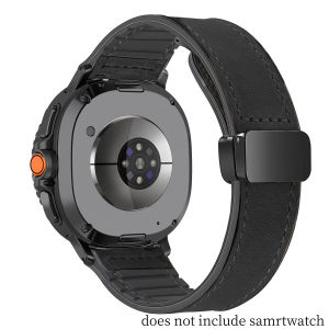 Leather Silicone Strap for Samsung Galaxy Ultra/Ultra 2 47mm Magnetic Bracelet for Galaxy Watch 9 8 40 44mm 8Classic 46mm Band