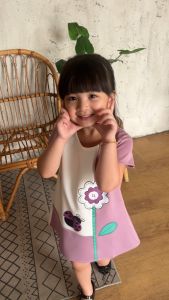 Two Mix Dress Anak Perempuan - Baju Anak Fashion Motif Bunga 4093