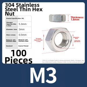 BAIRUITE | Stainless Steel Hex Thin Nut M3-M30