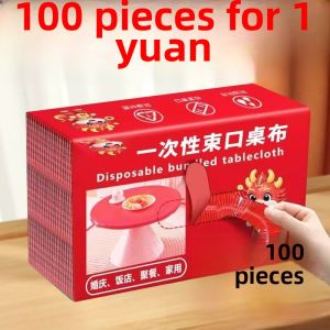 Disposable Plastic Tablecloth Elastic Edge round Rectangle Table Films Red Tablecloth Covers Dining Table Supplies