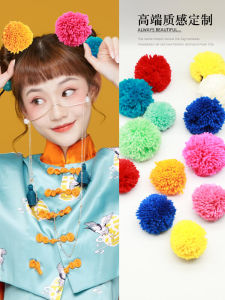 Colorful Furry Ball Hairpin New Year Cute Side Bangs Hair Clip Large Plush Ball Headwear Ethnic Style Fresh out Fashion Accessory