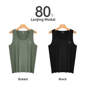 miiow | Ice Silk Modal Mens Tank Top Thin Seamless Summer Sportswear Crossbar Base Shirt Sweatshirt Autumn Season Simple Style