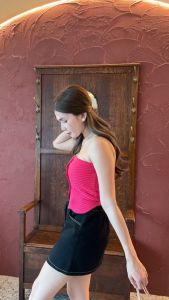 🌈MesubShop🌈 เสื้อเกาะอก กระดุมใช้งานได้ ผ้าไหมพรมร่อง 🛖 ทรงผ้ายืดตามตัว ใส่ไปเที่ยวทะเล, เที่ยวห้าง, รุ่น, ปูม้า