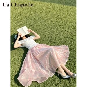 La Chapelle | Floral Satin Skirt and Off-Shoulder Top Set