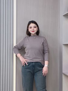 หลวม เสื้อเชิ้ตแขนยาวผู้หญิง ลำลอง พลัสไซส์ Fat MM เสื้อสีพื้น หลวม พรางหุ่น เสื้อยืดสวมด้านในเหนือศีรษะ