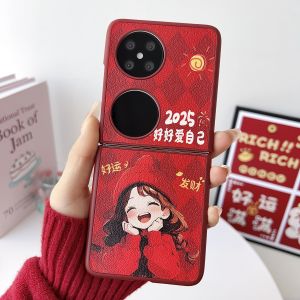 Good Luck Girl Happy Life Huawei P50 Pocket Phone Case Protective Hard Shell Anti-Fall Foldable Screen Treasure Box Cover