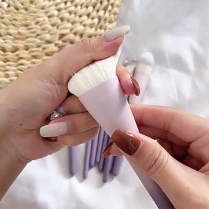(Ready Stock)10Pcs/set Stella Lou Purple Makeup Brush Set Fibers Soft Wood Handle